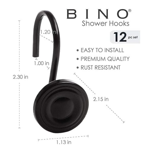 BINO Ganchos para cortina de ducha color negro mate_2