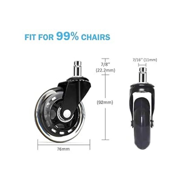 Ruedas para silla de oficina de 3.0 in resistente de_4