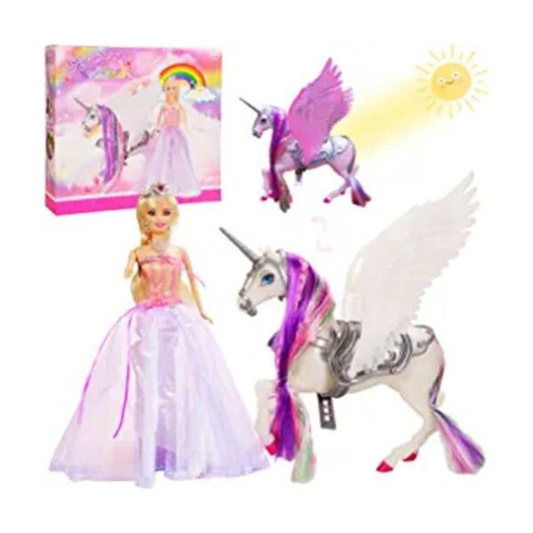 Muñeca de princesa de unicornio y cuento de hadas que