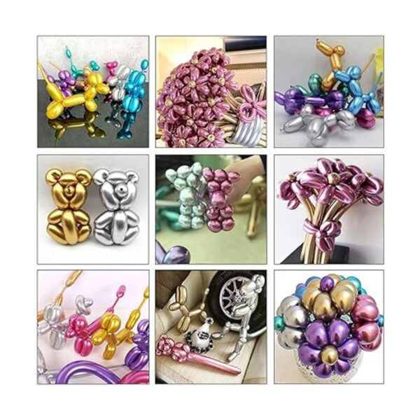 Kit de 100 globos metálicos de 260 globos largos con_6