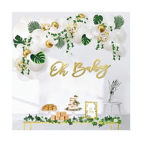 Cartel de madera para baby shower con pintura dorada_4