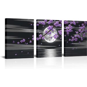HOMEOART 3 piezas de pintura de árbol de flores de ciruela_1