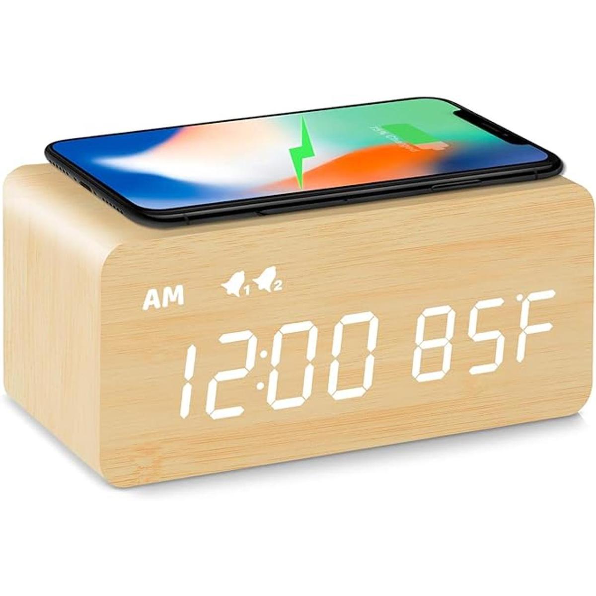 MOSITO Reloj despertador digital de madera con función de