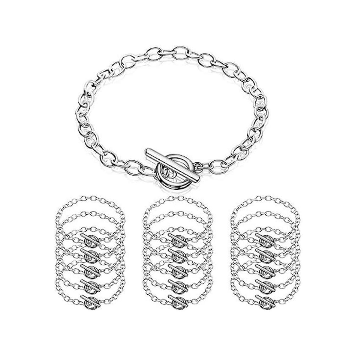 Junkin 20 pulseras de cadena de acero inoxidable pulsera