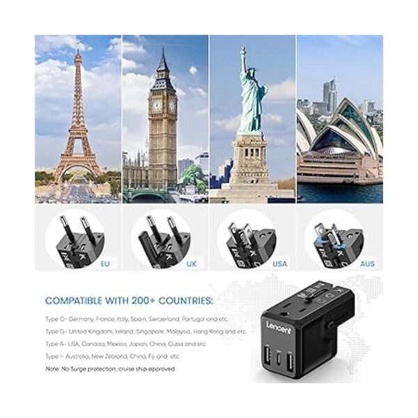 LENCENT Adaptador de corriente de viaje internacional_2