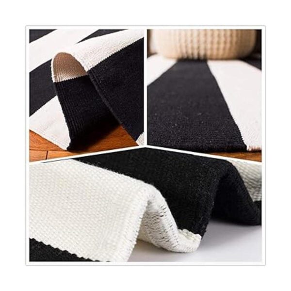 KaHouen Alfombra a rayas blancas y negras 23.6 x 35.4