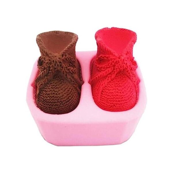 3D hecho punto bebé zapatos de silicona fondant moldes_1