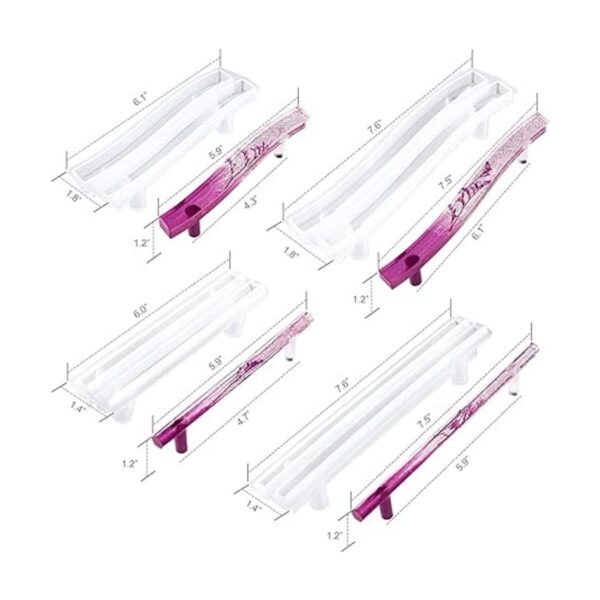 NiArt 4 pares de moldes de resina epoxi de silicona suave