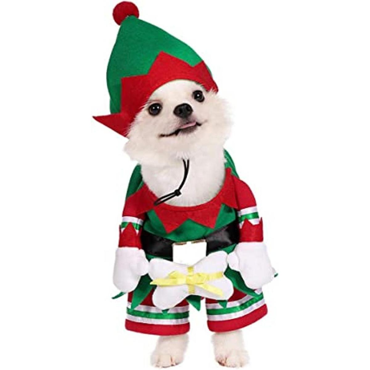 Mogoko Disfraz de elfo de Navidad para perro gato