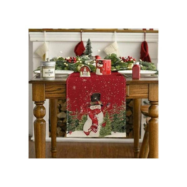 Artoid Mode Snowman Christmas Birds Trees Table Runner_3