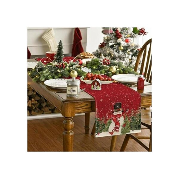 Artoid Mode Snowman Christmas Birds Trees Table Runner_2