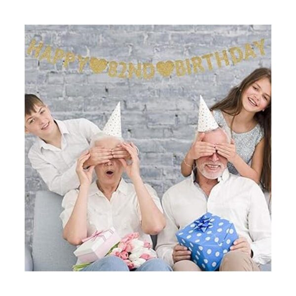 Pancarta dorada feliz 82 cumpleaños purpurina 82 años_2