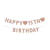 Pancarta de 15 cumpleaños de oro rosa con purpurina para_1