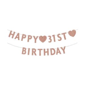 Pancarta de oro rosa para el 31 cumpleaños con purpurina_1