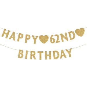 Pancarta de cumpleaños de 62 años con purpurina_1