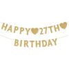 Pancarta dorada de feliz cumpleaños 27 años decoración de_1