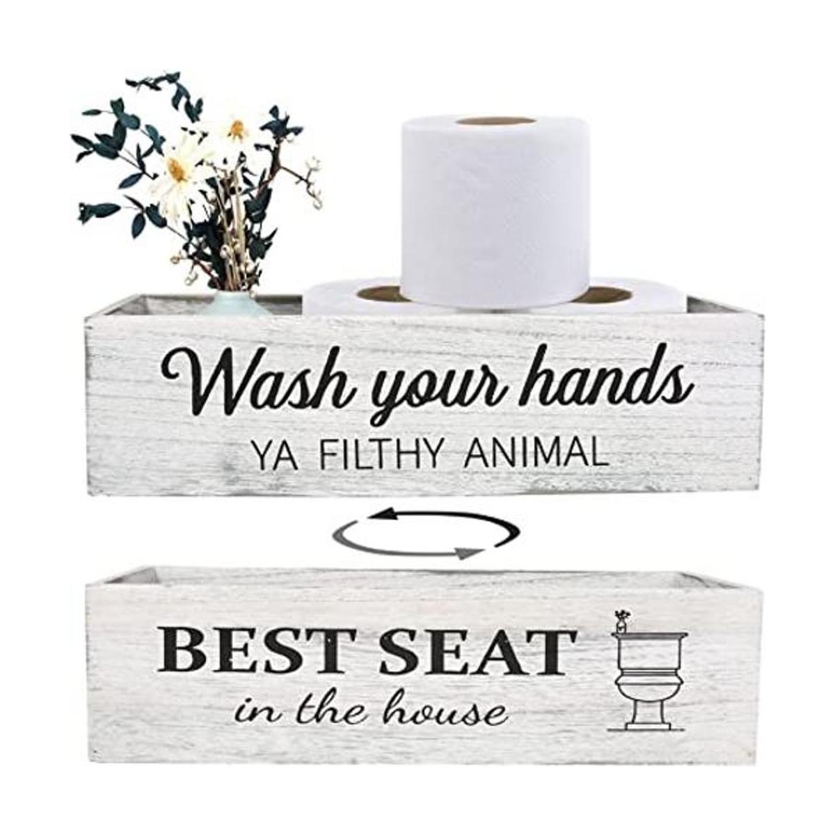 CuffUp Bathroom Decor Box2 Sides of Funny Signs Farmhouse