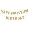 Pancarta dorada de Happy 35th Birthday con purpurina_1