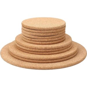 Posavasos de corcho para copa de madera grueso redondo
