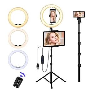 Anillo de luz con soporte y soporte para teléfono luz LED_1