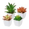 CQURE Succulents Plants Artificial Set of 4 Mini