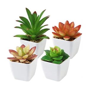 CQURE Succulents Plants Artificial Set of 4 Mini