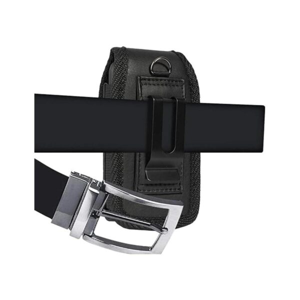 Nakedcellphone Funda vertical de cuero vegano negro con_5