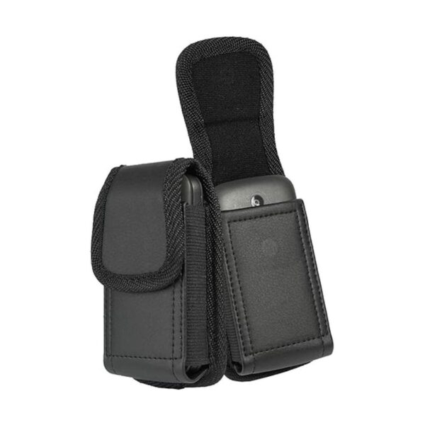 Nakedcellphone Funda vertical de cuero vegano negro con_2
