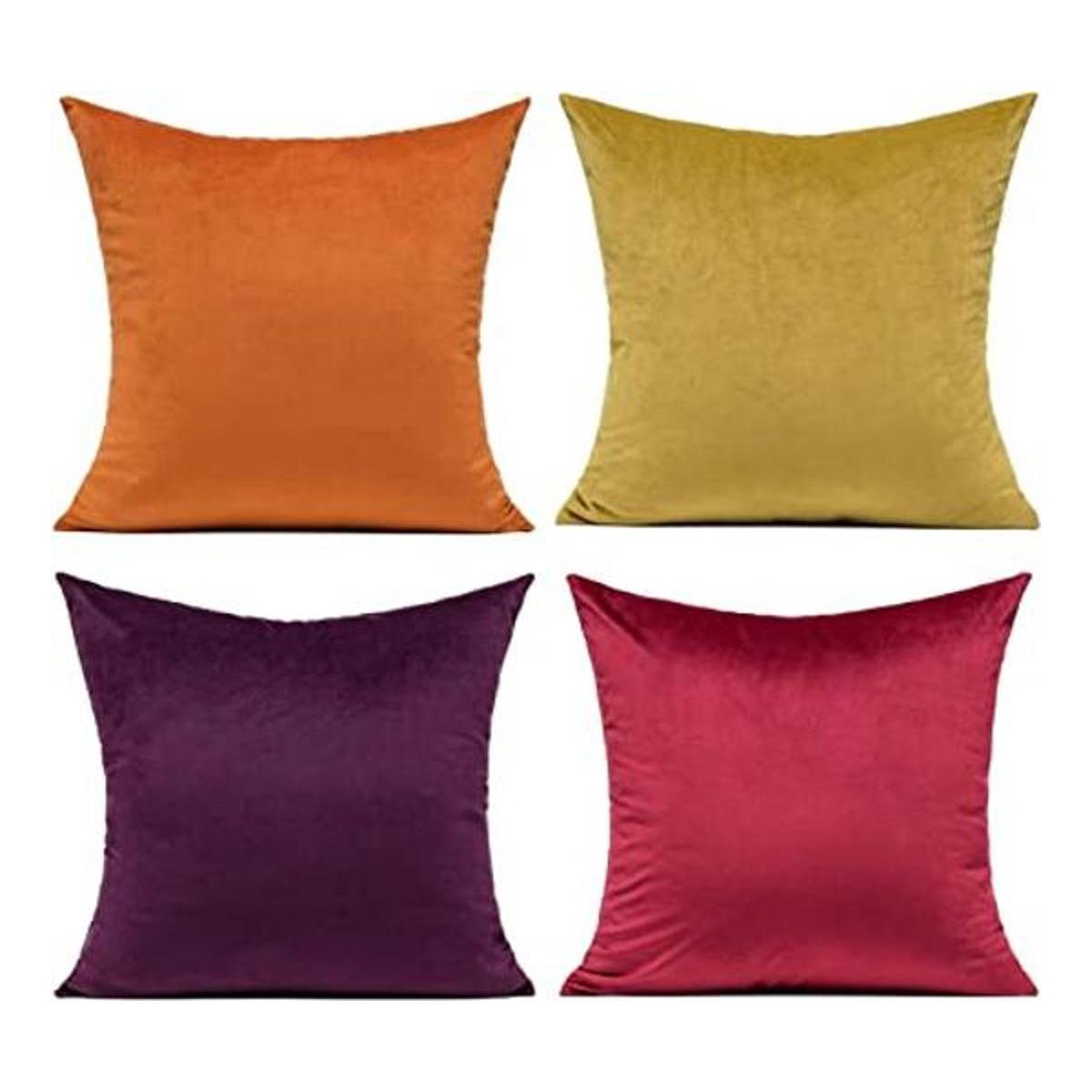 Juego de 4 fundas de almohada decorativas de terciopelo de