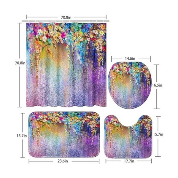 ArtSocket Juego de 4 cortinas de ducha con flores rosas_5