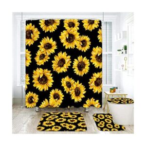 ArtSocket Juego de 4 cortinas de ducha diseño de girasol_1