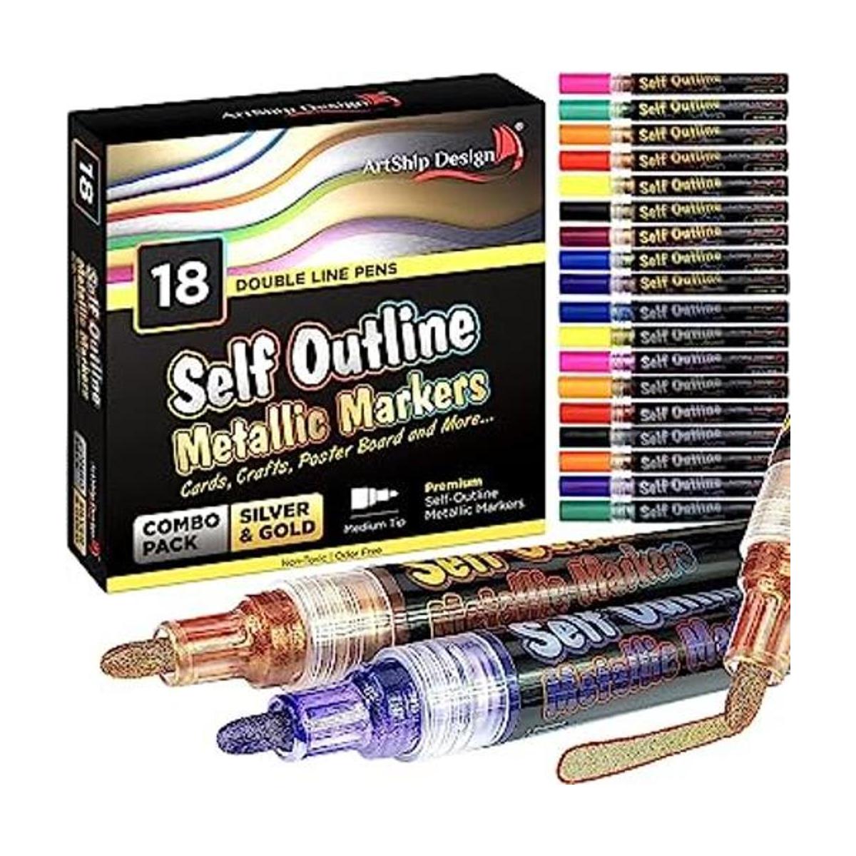 ArtShip Design 18 Gold Silver Self Outline Metallic