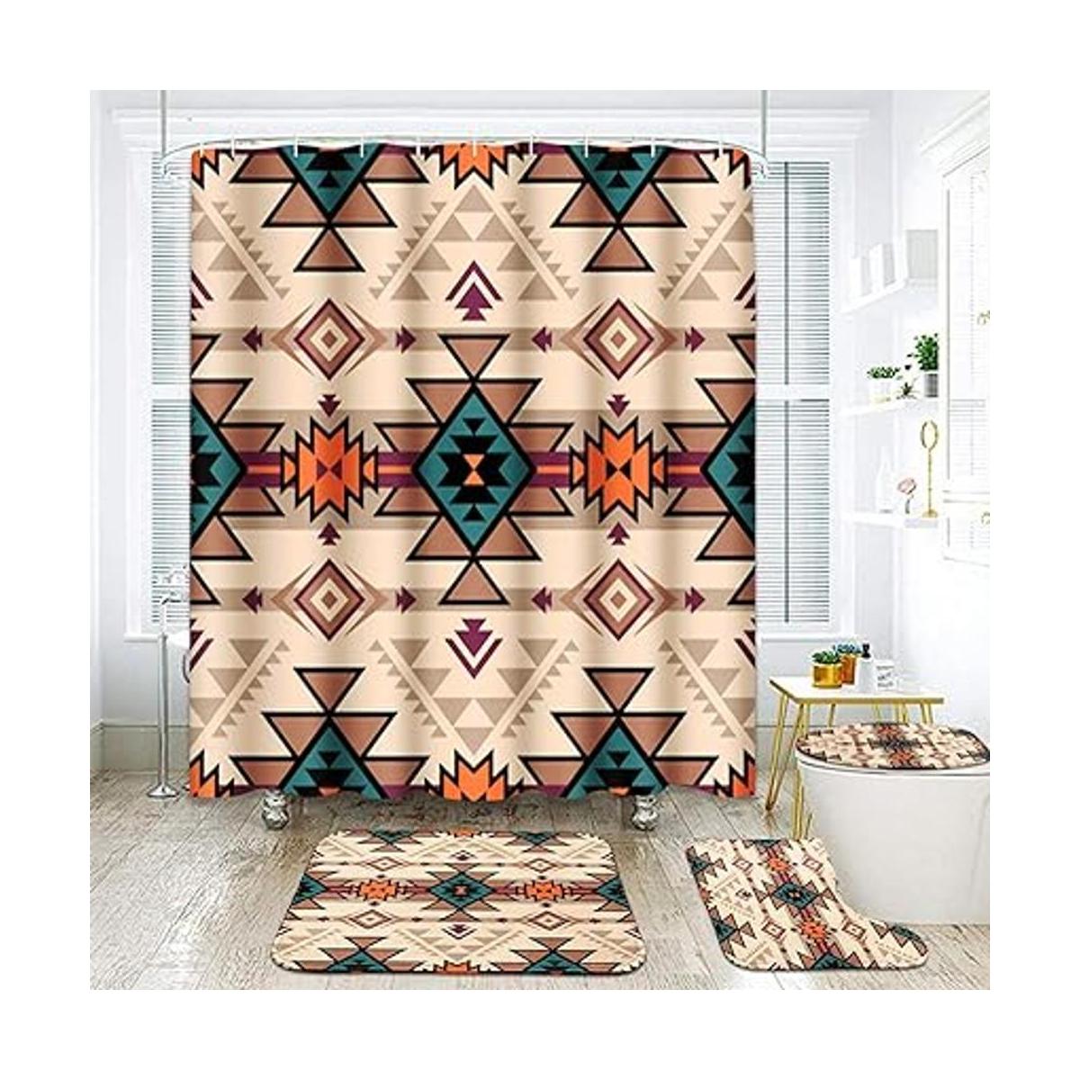 ArtSocket Juego de 4 cortinas de ducha africanas bohemio