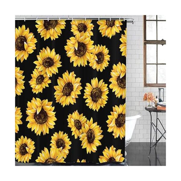 ArtSocket Juego de 4 cortinas de ducha diseño de girasol_2