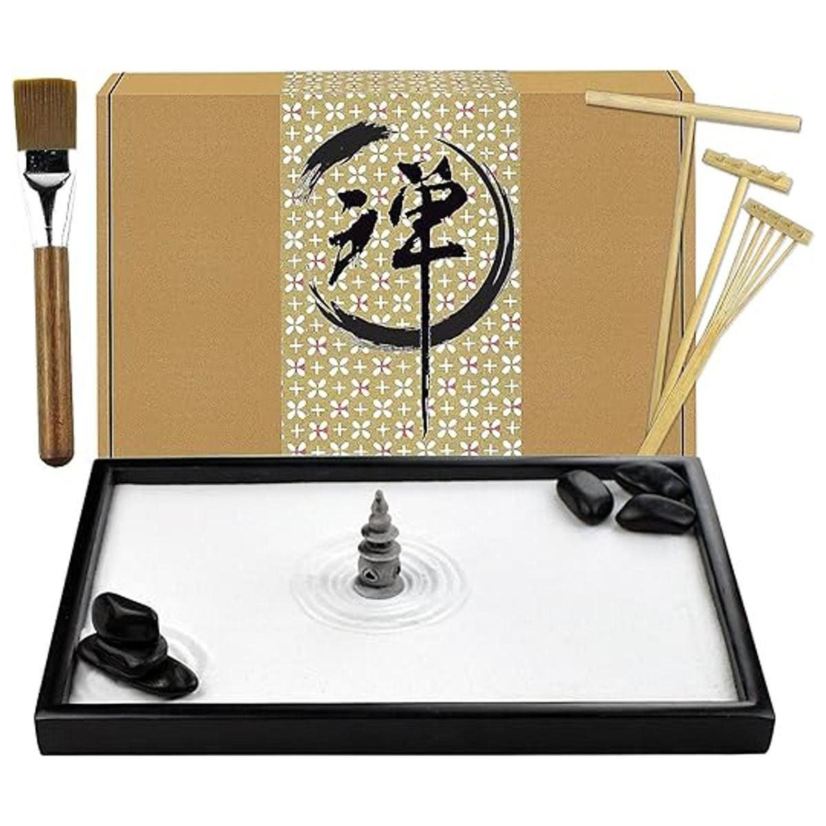 Artcome Jardín japonés de arena zen para escritorio con