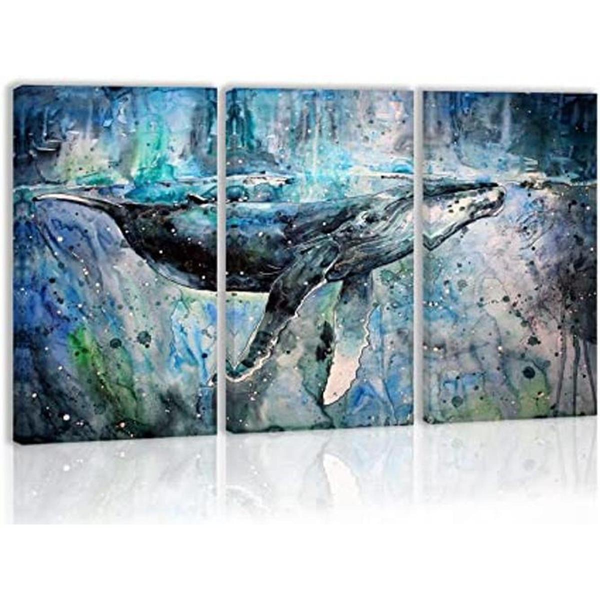Arte de pared de ballena azul decoración moderna de