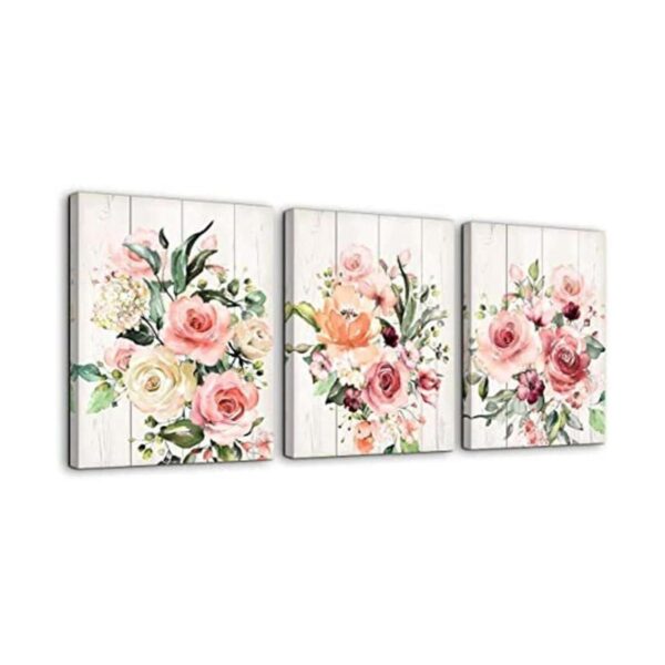 Arte de pared con diseño de flores rosas para decoración