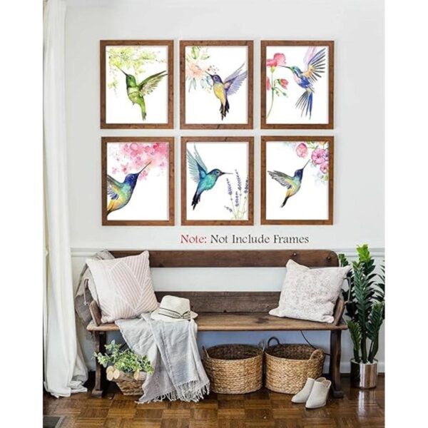 Arte de pared de colibríes en acuarela pájaros vintage_2