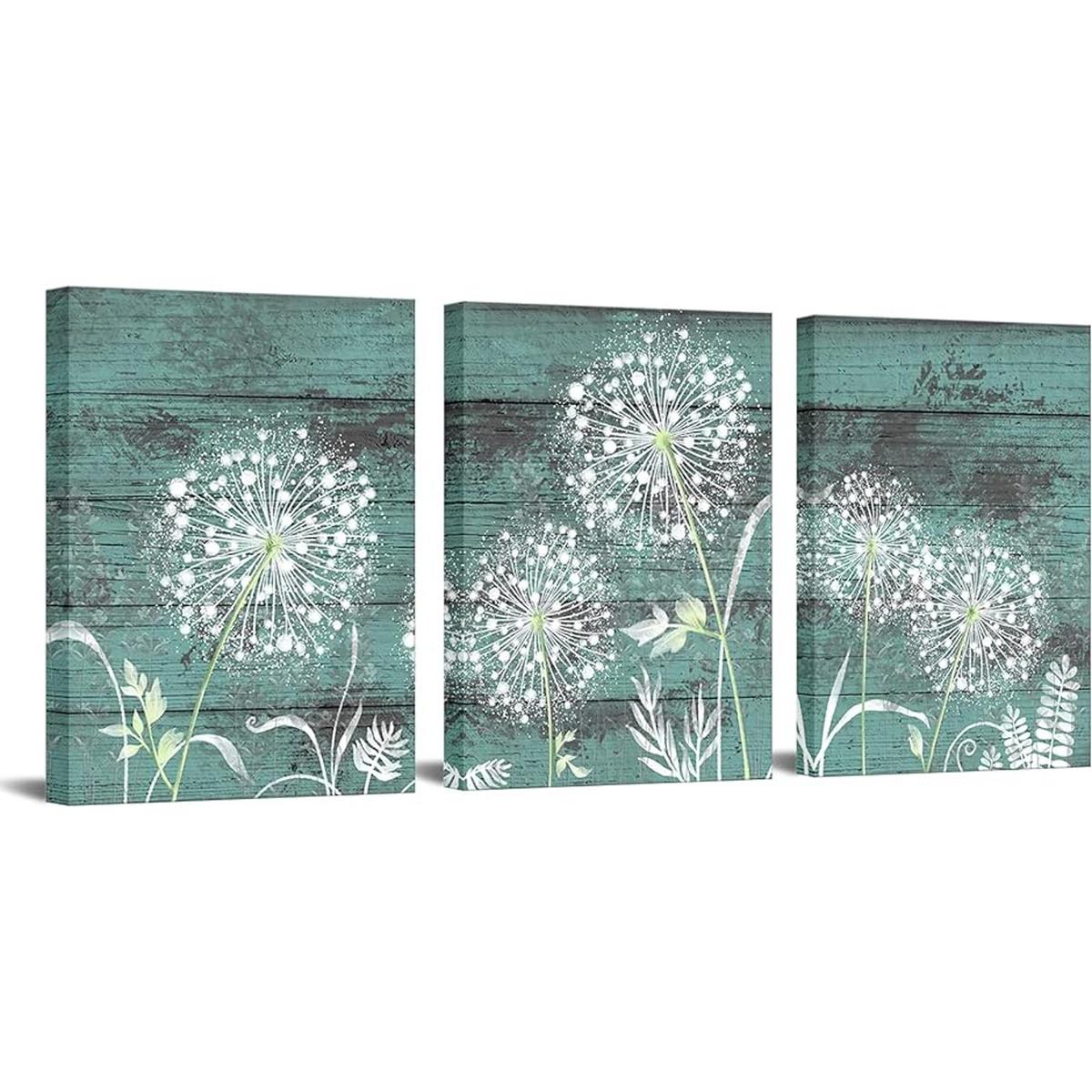 Arte de pared de diente de león decoración de baño