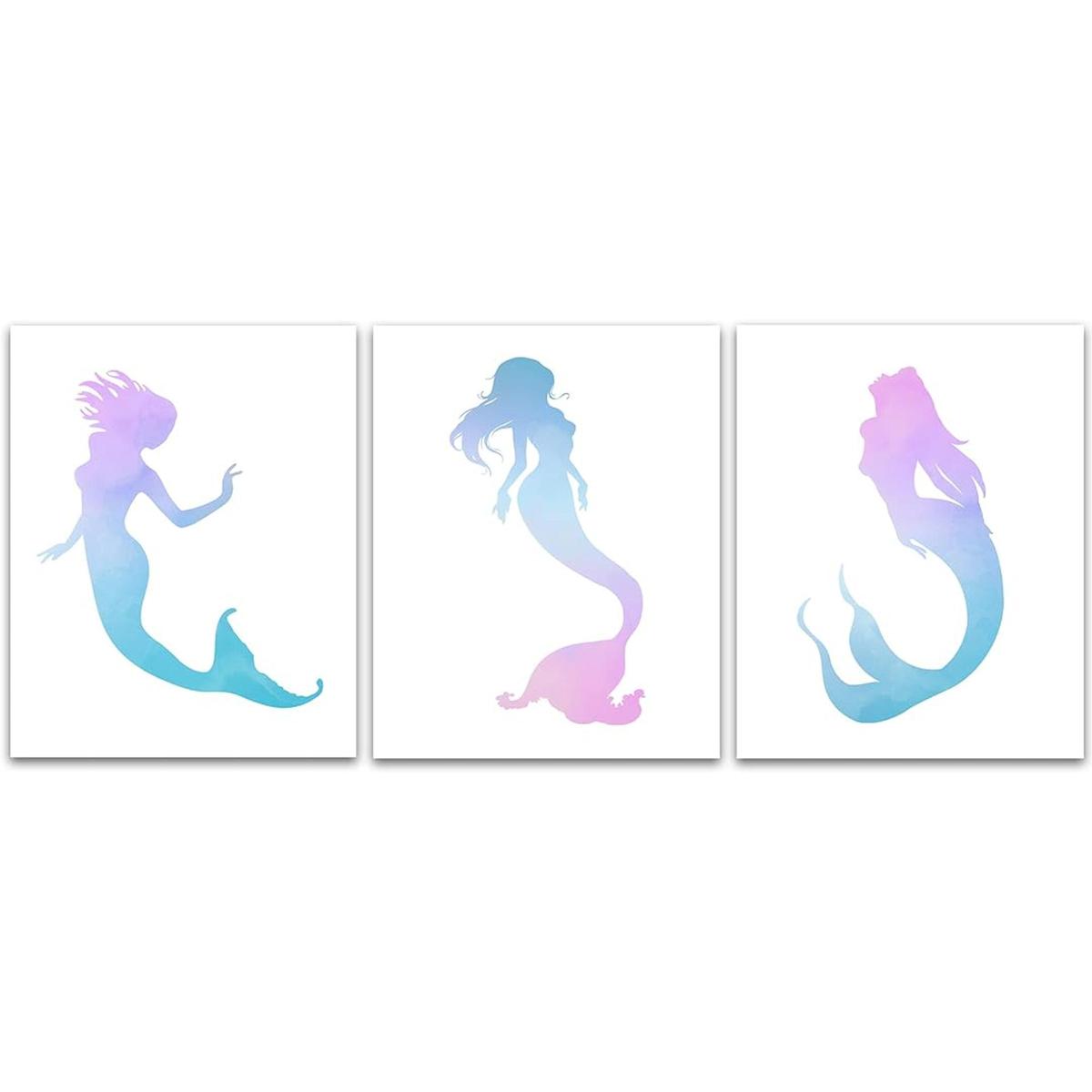 Arte de pared de sirena acuarela decoración perfecta