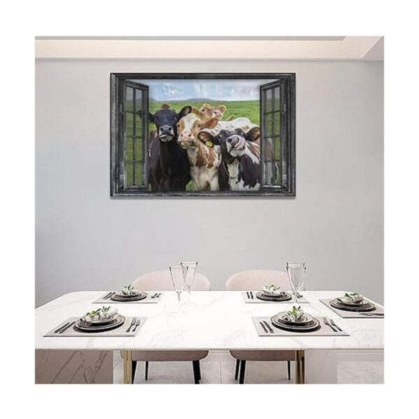 Arte de pared rústico de vaca para ventana divertidas_2