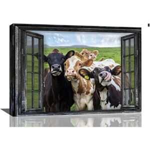 Arte de pared rústico de vaca para ventana divertidas_1