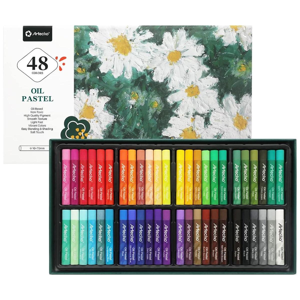 Artecho Juego de 48 colores pasteles al óleo suaves para