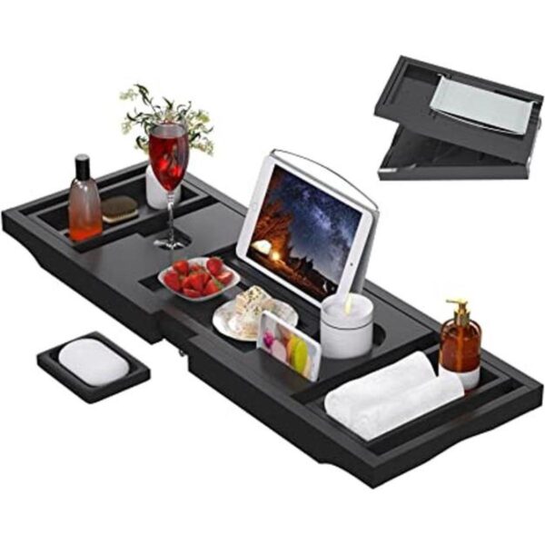 Artmalle Bandeja de baño expandible y plegable para