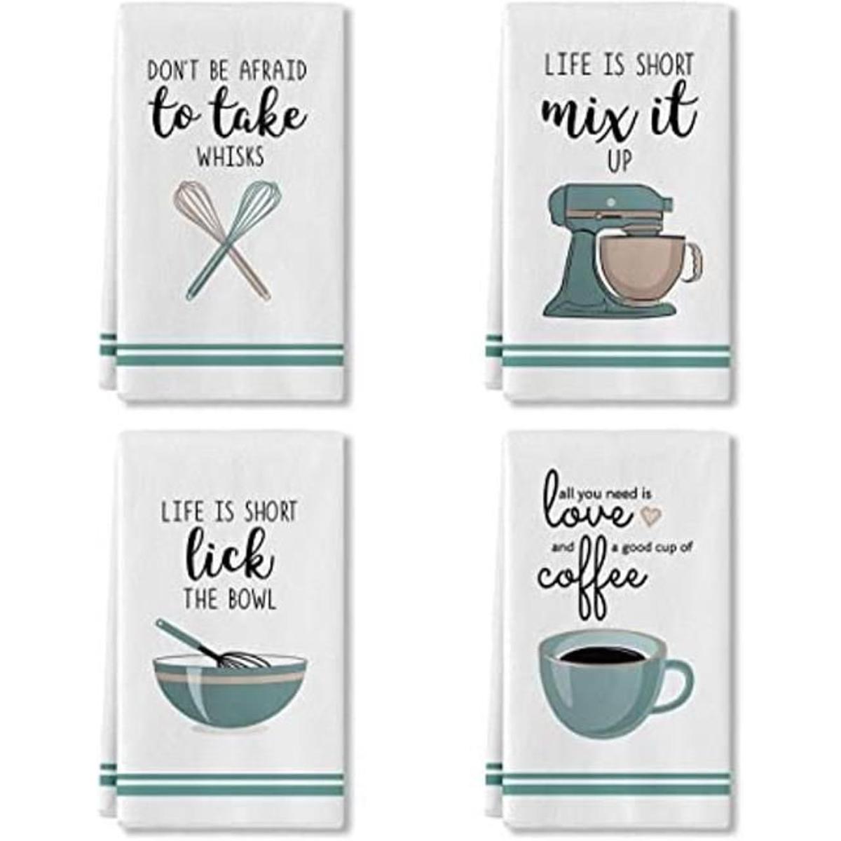 Artoid Mode Coffee Kitchen Ware Quote Juego de 4 toallas
