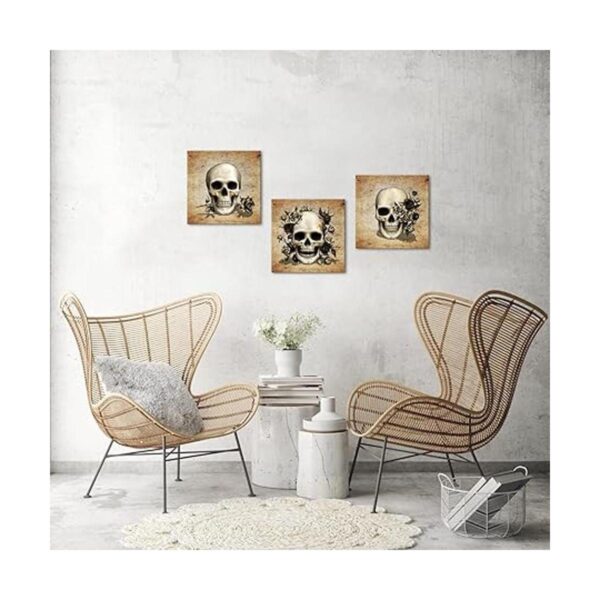 Artsbay Juego de 3 piezas de lienzo de calavera con diseño_2