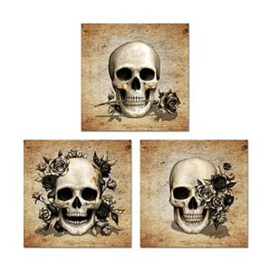 Artsbay Juego de 3 piezas de lienzo de calavera con diseño_1