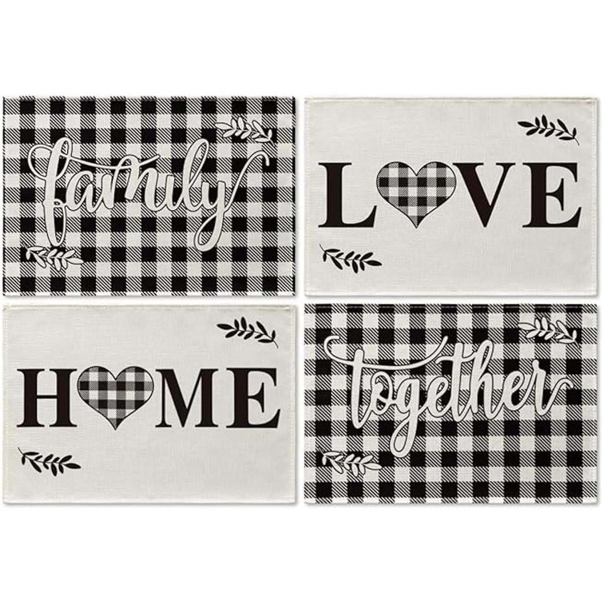 Artoid Mode Love Family Together Home Juego de 4 manteles