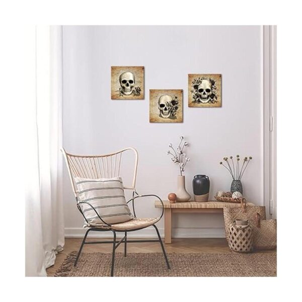 Artsbay Juego de 3 piezas de lienzo de calavera con diseño_4