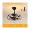 Asyko Ventilador de techo enjaulado de 20 pulgadas con_4